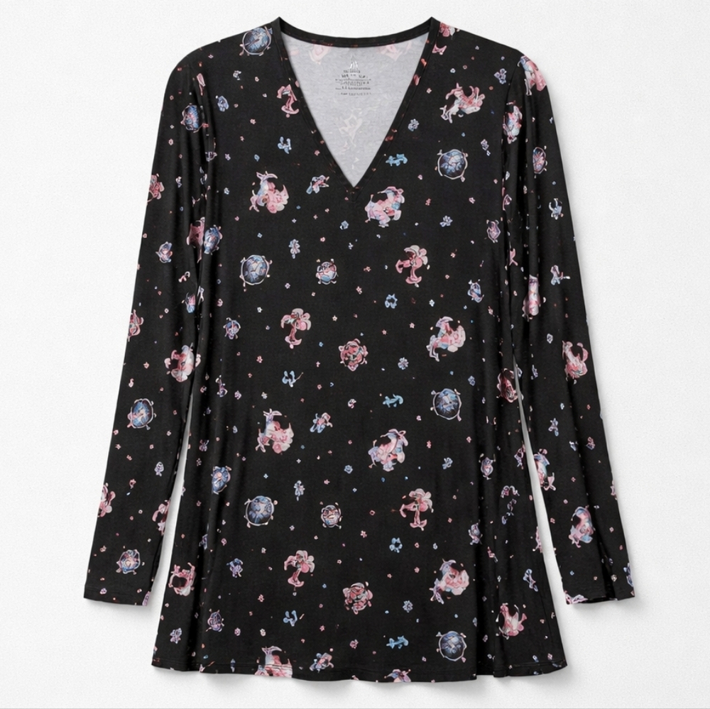 195 Torrid 2 2X Black Zodiac Print Pajama Super Soft Top